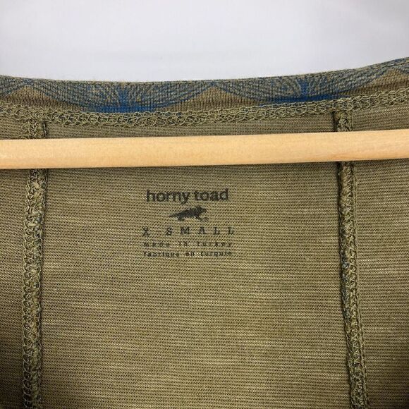Horny Toad Dress Size XS Blue Brown Geometric Print Bellflower Long Sleeve Knit - Picture 3 of 7